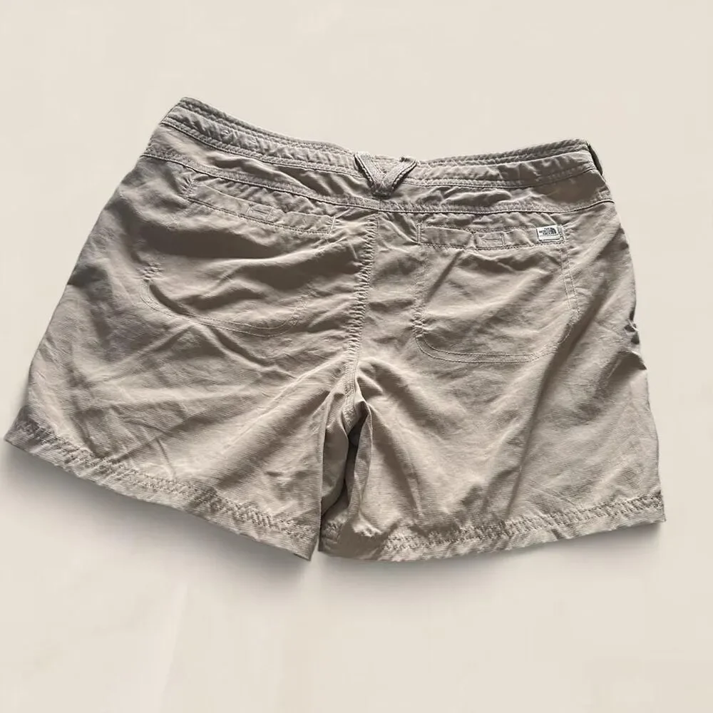 North Face khaki nylon tan drawstring shorts size 10 gorpcore granola
